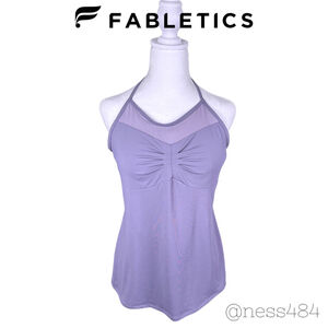 Fabletics Women's Lavender Mesh Ruched Halter‎ Tank Top Athletic Workout Size M